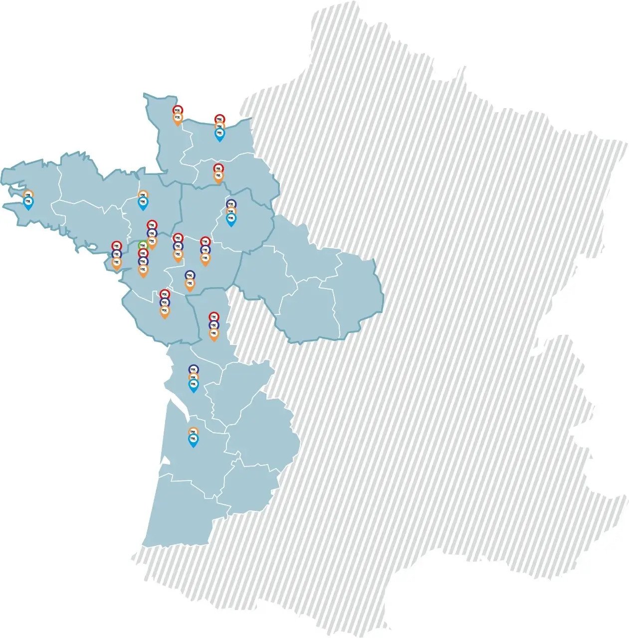 Carte des implantations